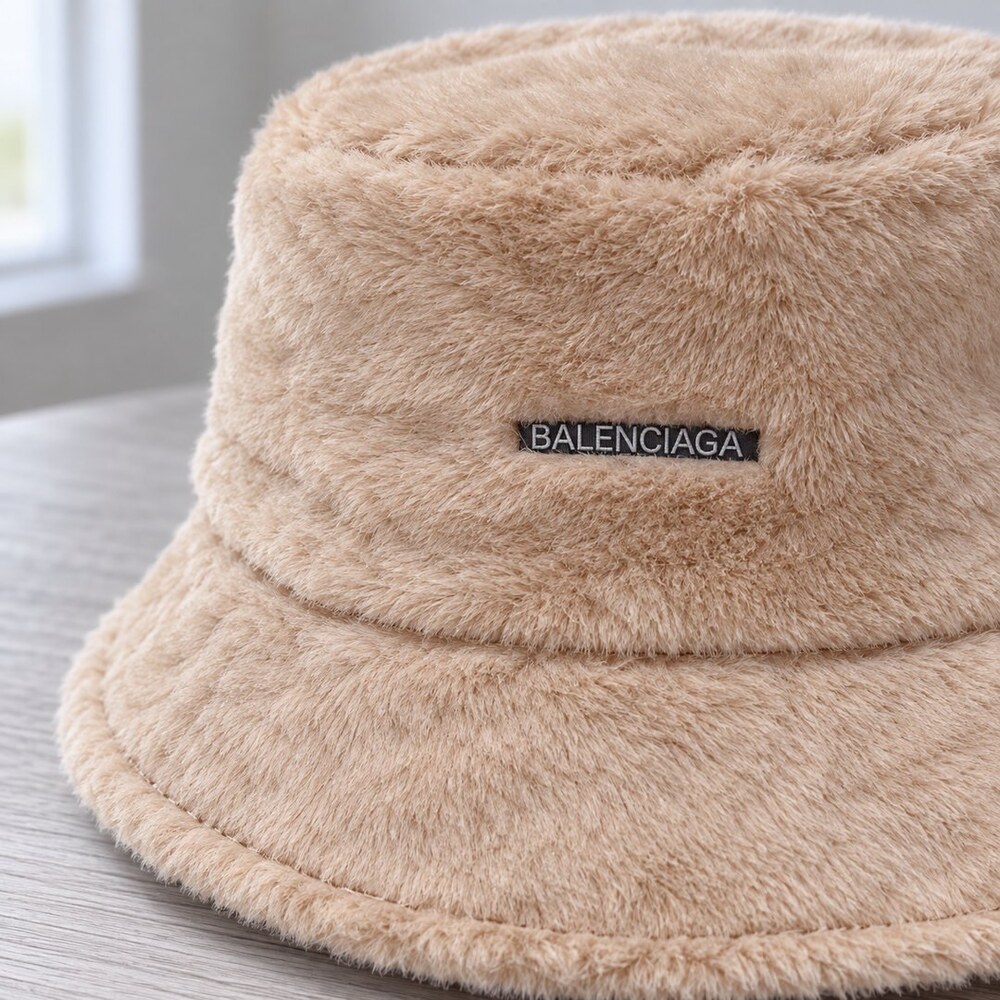 Balenciaga Beige Faux Fur Bucket Hat - Picture 5 of 6
